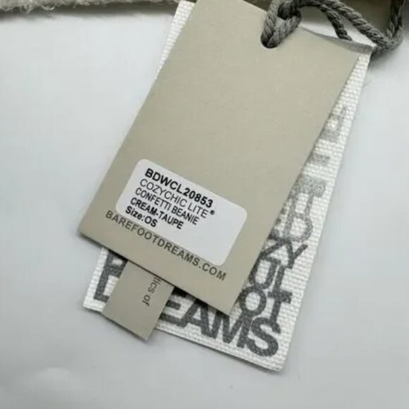 New! Barefoot Dreams Women’s CozyChic Lite Confetti Beanie Cream Taupe - Picture 3 of 5